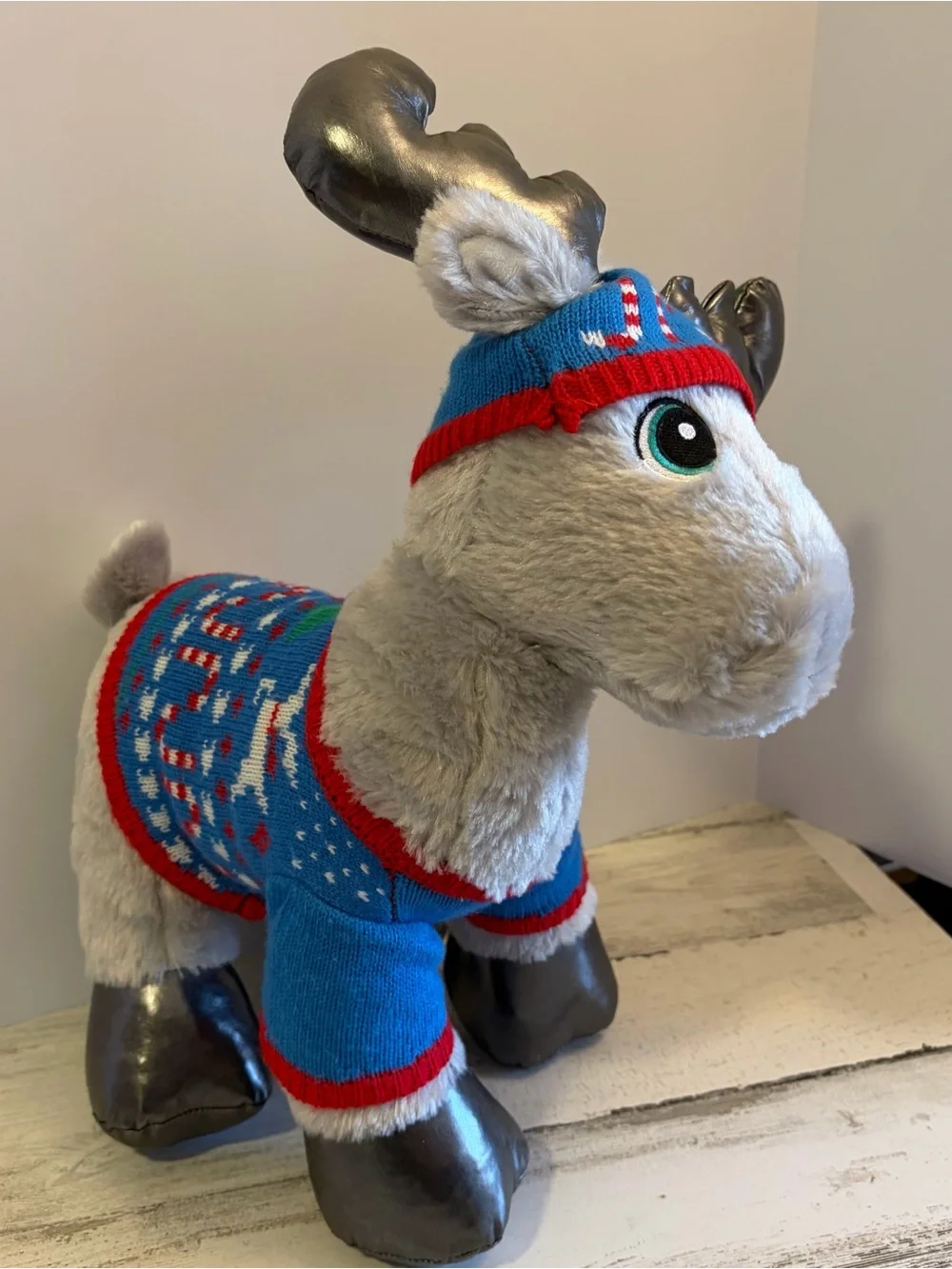 Build a Bear Silver Snow Reindeer Plush Christmas